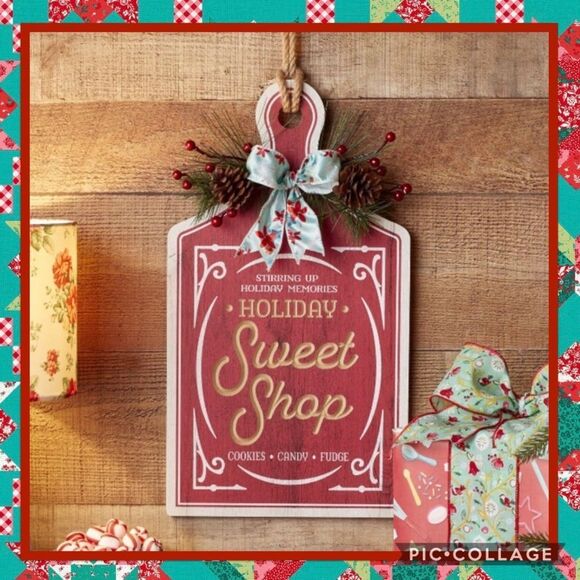 🌹 Pioneer Woman Bread Board Hanging Sign, Holiday Sweet Shop - Picture 1 of 5